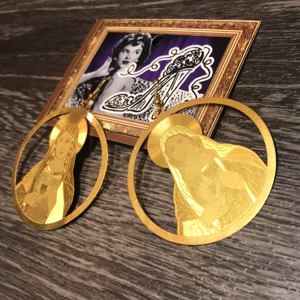 New Mother Mary Golden Flashy Earrings